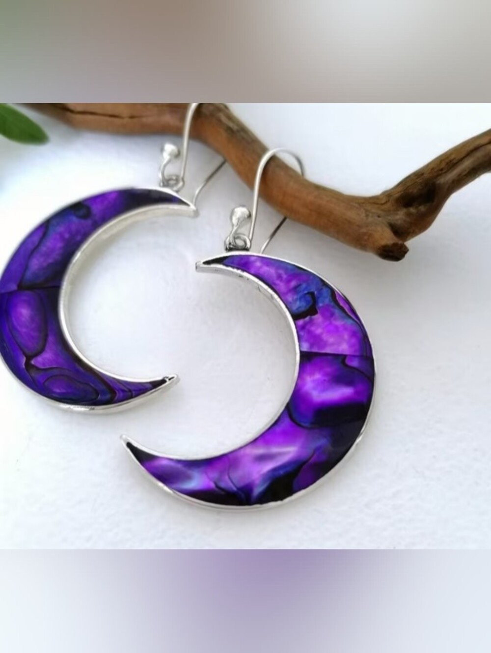 ♥️ $10 Each Or Bundle 4/$20 Silver Crescent Moon Earrings in Purple
